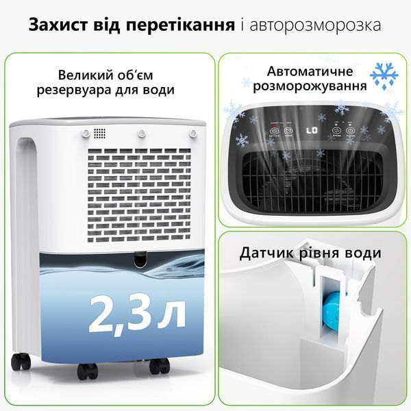 Потужний осушувач повітря Doctor-101 Amador з баком 2,3 л. Вологопоглинач продуктивністю 12л/день PD12R-KBE фото