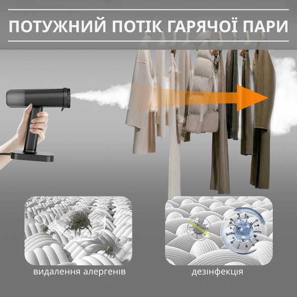 Вертикальний відпарювач для одягу GS-05. Ручна парова праска для одягу та текстилю 2в1 GS-05-sample фото